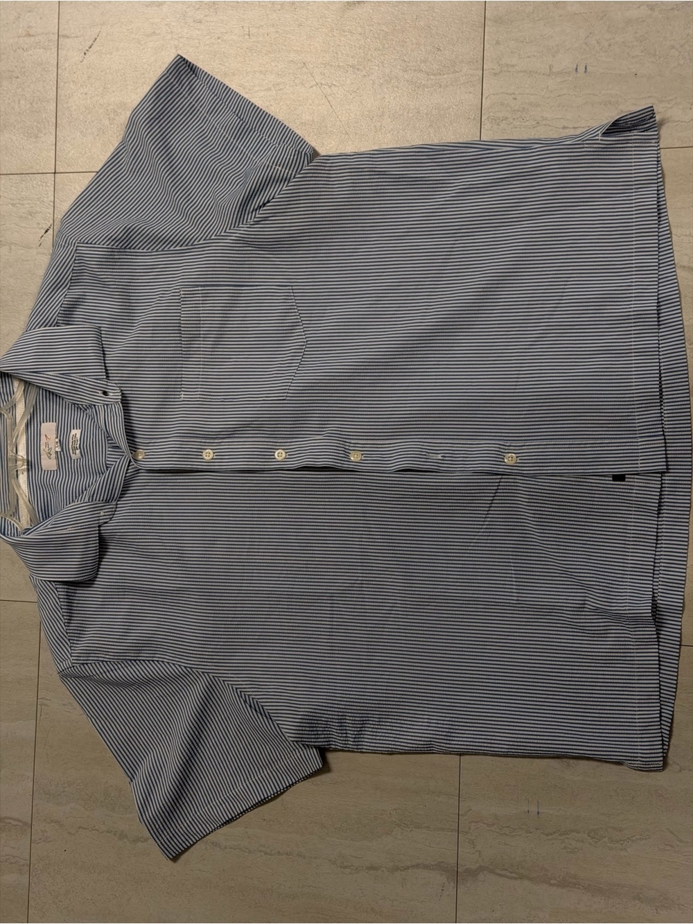Men's Blue Stripe Short-Sleeve Button-Up Shirt